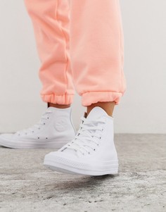 Высокие кожаные белые монохромные кеды Converse Chuck Taylor - Белый