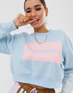 Короткий свитшот с логотипом Calvin Klein Jeans - Синий