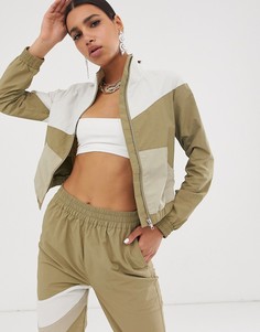 Укороченная спортивная куртка цвета хаки в стиле колор блок ASOS DESIGN - Темно-синий
