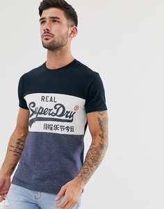 Серо-синяя футболка с винтажным логотипом Superdry - Темно-синий