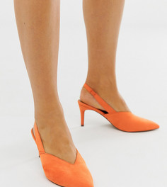 Оранжевые туфли для широкой стопы на каблуке-рюмочке и с ремешком через пятку ASOS DESIGN Savannah - Оранжевый