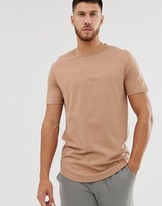 Светло-коричневая асимметричная футболка River Island - Рыжий