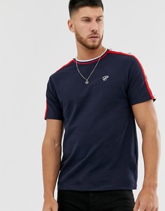 Темно-синяя футболка с фирменной лентой River Island - Темно-синий