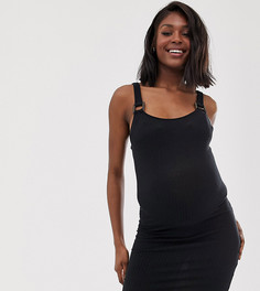 Черное трикотажное платье в рубчик New Look Maternity - Черный