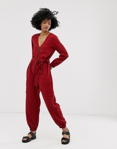 Комбинезон на молнии с карманами ASOS DESIGN - Красный