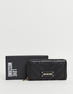 Черный кошелек на молнии Love Moschino - Черный