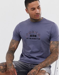 Футболка с принтом на груди ASOS DESIGN - Серый