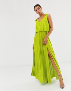 Платье макси с кроп-топом и завязками на плечах ASOS DESIGN - Зеленый