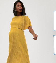 Плиссированное платье миди с кроп-топом ASOS DESIGN Maternity Nursing - Желтый
