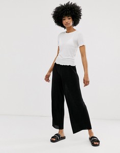 Черные широкие плиссированные брюки Monki - Черный