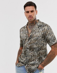 Рубашка со звериным принтом серого цвета River Island - Серый