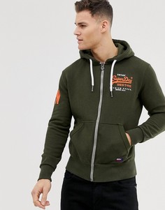 Худи цвета хаки на молнии Superdry - Зеленый