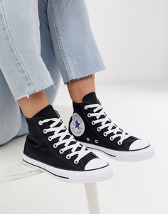 Черные высокие кеды с большим логотипом Converse chuck taylor all star - Черный
