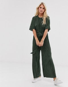 Плиссированный комбинезон-кюлоты с завязкой ASOS DESIGN - Зеленый