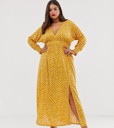 Присборенное платье макси с цветочным принтом и разрезами ASOS DESIGN Curve - Мульти