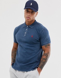 Темно-синее махровое поло с логотипом Polo Ralph Lauren - Темно-синий