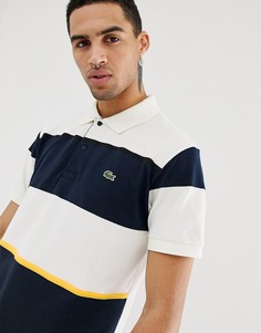 Белое поло в полоску с логотипом Lacoste - Белый