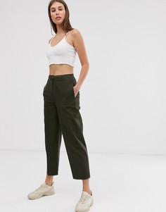 Повседневные прямые брюки с необработанными краями ASOS DESIGN - Зеленый