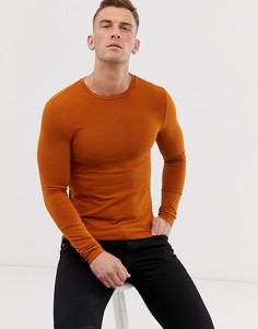 Коричневый обтягивающий лонгслив из органического хлопка ASOS DESIGN - Коричневый