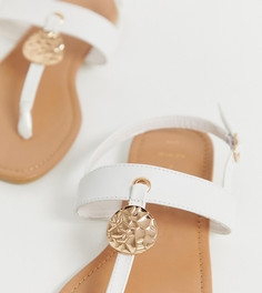 Белые сандалии с золотистой фурнитурой New Look Wide Fit - Белый