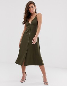 Свободное платье миди на пуговицах ASOS DESIGN - Зеленый