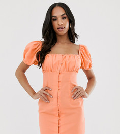 Платье мини на пуговицах со сборкой на лифе ASOS DESIGN - Оранжевый