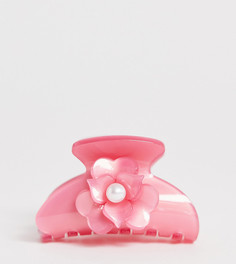 Эксклюзивная розовая заколка для волос с цветком Glamorous - Розовый