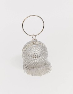 Сферическая сумка с бахромой и стразами ASOS DESIGN - Серебряный