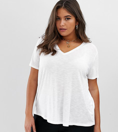 Белая длинная футболка в рубчик ASOS DESIGN Curve - Белый