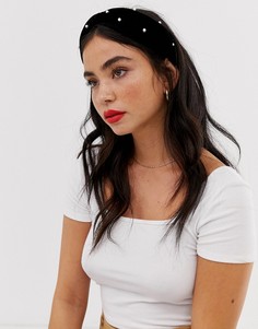 Ободок с искусственным жемчугом Pieces - Черный