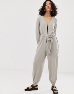 Комбинезон на молнии с карманами ASOS DESIGN - Бежевый