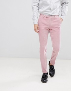Розовые бархатные супероблегающие брюки Noose & Monkey - Розовый