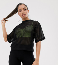 Короткая сетчатая футболка ASOS DESIGN Petite - Черный