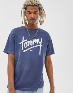 Темно-синяя футболка с большим принтом логотипа на груди Tommy Jeans - Темно-синий