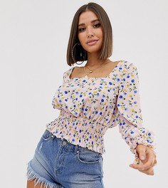 Топ с цветочным принтом, квадратным вырезом и сборками Missguided - Мульти