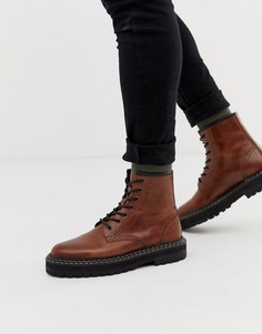 Светло-коричневые кожаные броги на массивной подошве ASOS DESIGN - Рыжий