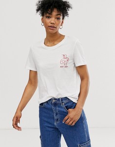 Футболка с вышивкой Monki - Синий