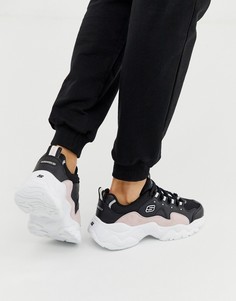 Черно-розовые массивные кроссовки Skechers DLites 3.0 Zenway - Черный