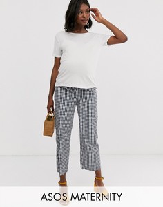 Брюки прямого кроя в клеточку ASOS DESIGN Maternity - Мульти