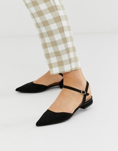 Черные туфли на плоской подошве с ремешком на щиколотке RAID - Myla - Черный