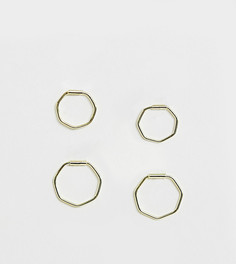 Шестиугольные серьги-кольца из позолоченного серебра Kingsley Ryan - 2 пары - Золотой