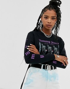 Футболка из органического хлопка с длинными рукавами и логотипом Tommy Jeans - Черный