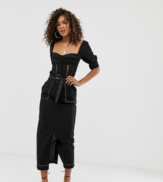 Юбка миди с поясом и карманами ASOS DESIGN Tall - Черный