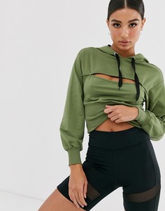 Трикотажный топ с капюшоном и вырезом ASOS 4505 - Зеленый