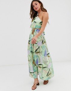 Платье макси с халтером и тропическим принтом ASOS DESIGN - Мульти