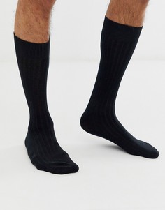 Черные носки в рубчик Selected Homme - Черный