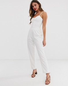 Комбинезон со шнуровкой на бретелях ASOS DESIGN - Кремовый