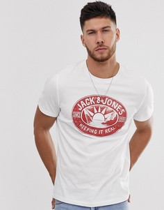 Белая футболка с принтом на груди Jack & Jones Originals - Белый