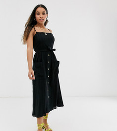 Черное платье миди на пуговицах Miss Selfridge Petite - Черный