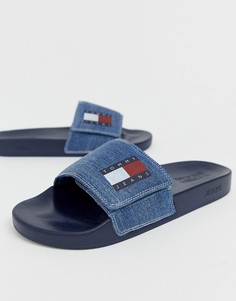 Джинсовые шлепанцы на липучках Tommy Jeans - Синий
